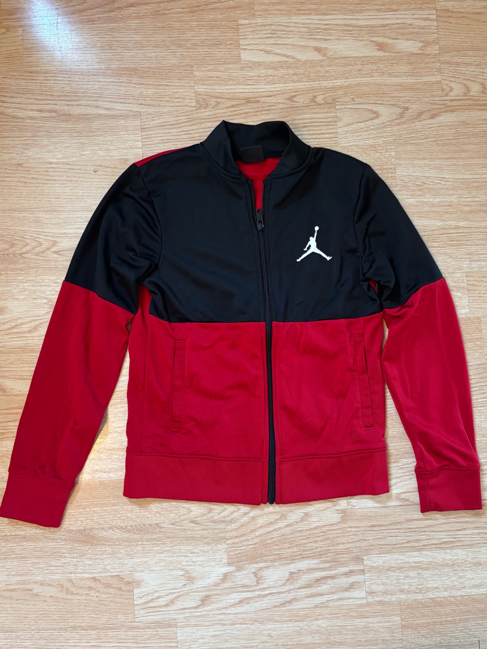 Boys Jordan Red and Black Colorblock Lightweight Track Jacket